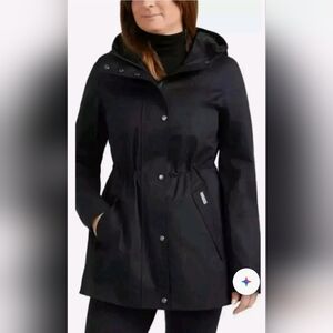 HUNTER Ladies Water Resistant Cotton Smock Rain Jacket Black Size Large NWT